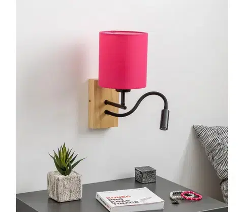 Svietidlá BRILAGI - LED Nástenná lampa NUBILA WOOD 1xE27/25W/230V + LED/3W dub/ružová BG1564+BG1577