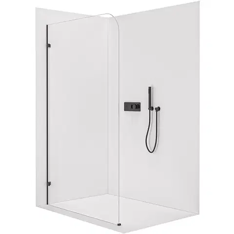 Sprchové dvere CERANO - Sprchová zástena Walk-in Orbis Ľ/P - 8 mm - čierna matná, transparentné sklo - 100x200 CER-682060