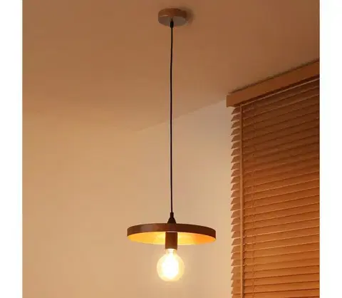 Svietidlá  - Luster na lanku IRONLINE 1xE27/15W/230V pr. 30 cm medená/čierna 70576