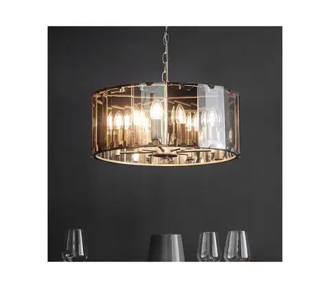 Svietidlá Endon 61294 - Luster na reťazi CLOONEY 8xE14/40W/230V čierna/dymová 61294