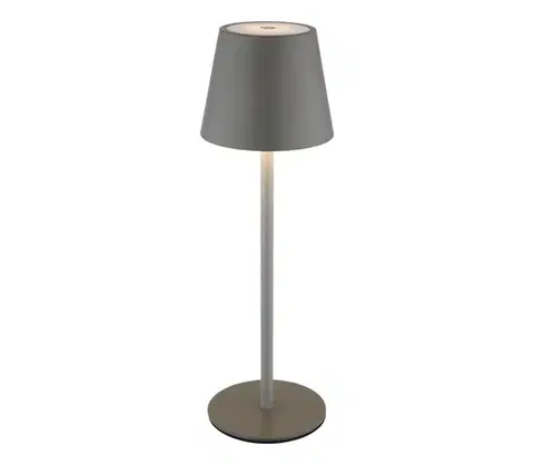Lampy Globo 58488G-LED stmievateľná dotyková nabíjateľná vonkajšia stolná lampa VANNIE 3W/5V IP54 1800mAh sivá 58488G
