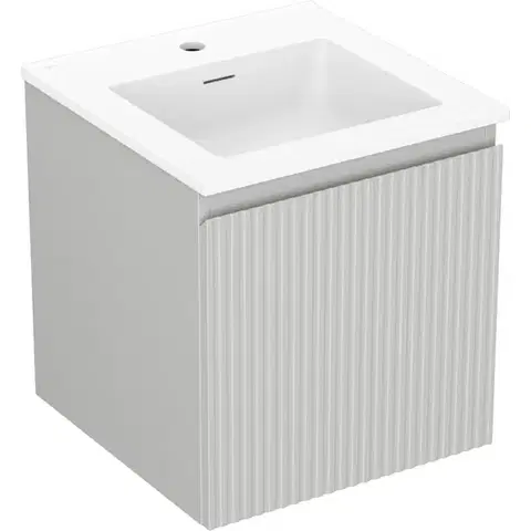 Kúpeľňový nábytok MEXEN/S - Rivel kúpeľňová skrinka 45 cm s umývadlom Otis, 1 šuplík, reliéf, šedá mat/biela mat 91A20-04547-1-BF62-W18M01