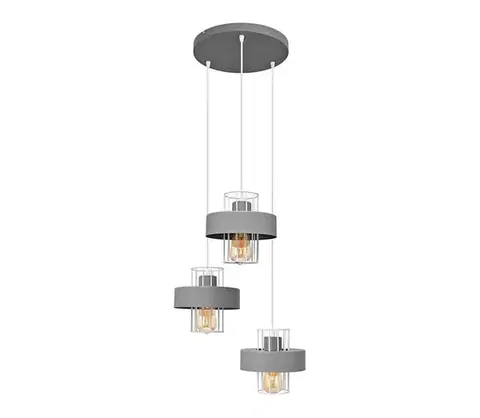 Svietidlá  Luster na lanku VOLTA 3xE27/15W/230V pr. 42 cm šedá W-KD 1377/3 GR+WT