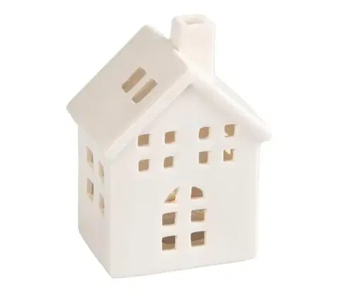Svietidlá  - Porcelánový domček na sviečku 10 cm biela 50004964