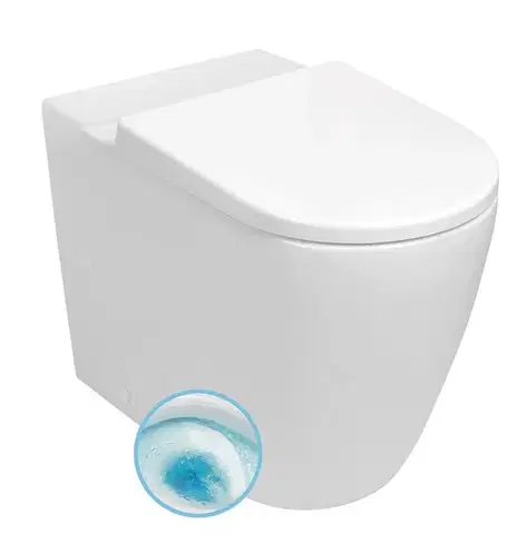 Doplnky do kúpeľne SAPHO - TURKU WC kombi misa, Vortex Rimless, so zvýšeným sedením 64x38cm, spodný/zadný odtok, biela PC104-111
