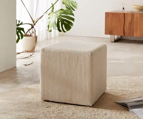Kocky na sedenie DELIFE Taburet Dado 45x45 cm manšester béžová