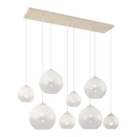 Závesné svietidlá Závesná lampa Art Deco béžová s bielym sklom 8-Lights - Sandra