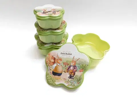 Dózy na potraviny MAKRO - Sada dóz zajaci, kvet 4ks, 500ml, 400ml, 200ml, 100ml