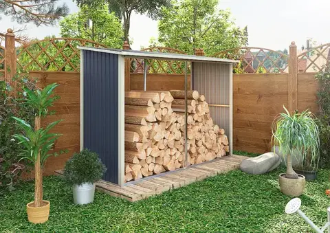 Drevníky Drevník 302 x 119 cm (šedobiely)