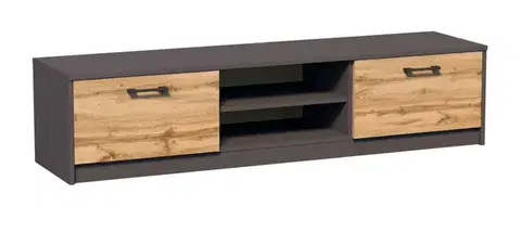 TV stolíky MAREK K028 TV stolík s dvierkami a policami 160cm, dub Wotan