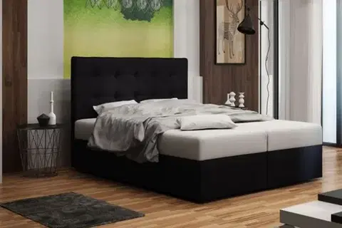 Manželské postele BONEMI 1 čalúnená manželská posteľ 140 x 200 cm, čierna COSMIC 100