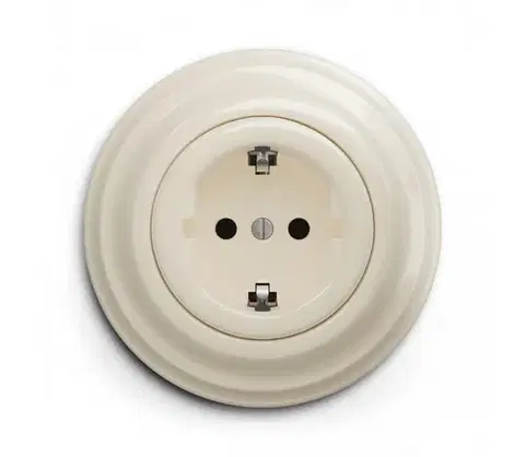 Predlžovacie káble lap - Retro domová zásuvka s rámikom SCHUKO 230 V/16 A béžová KA0134+KA0144