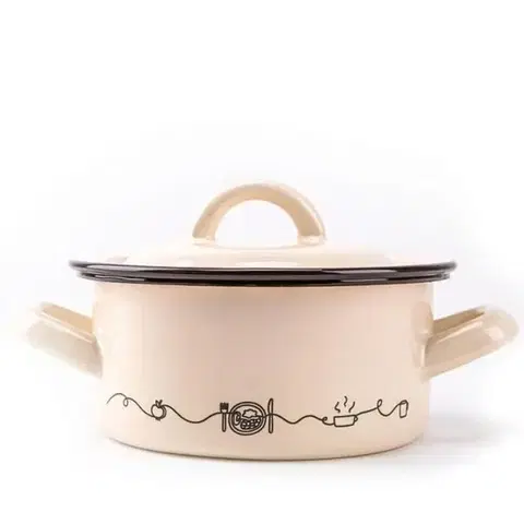 Hrnce Kinekus Kastról smaltovaný s pokrievkou, 26cm/6,0L, dekor Linea
