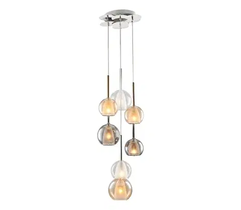 Svietidlá  Luster na lane MUSCAT 7xE14/40W/230V dymový/zlatý/priehľadný 414LRC1301