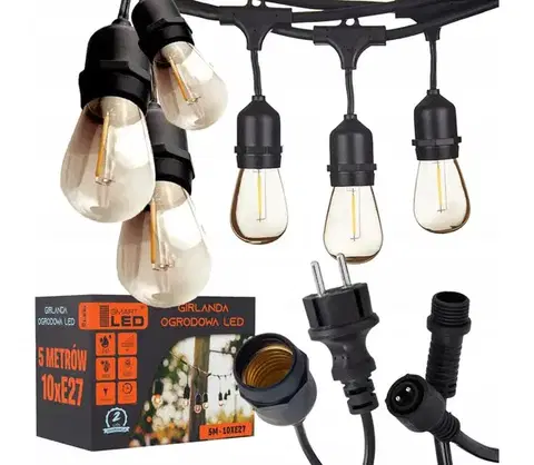 LED osvetlenie SmartLED LED vonkajšia dekoratívna svetelná reťaz 10xE27/1W/230V 6,44 m IP44 čierna 4531