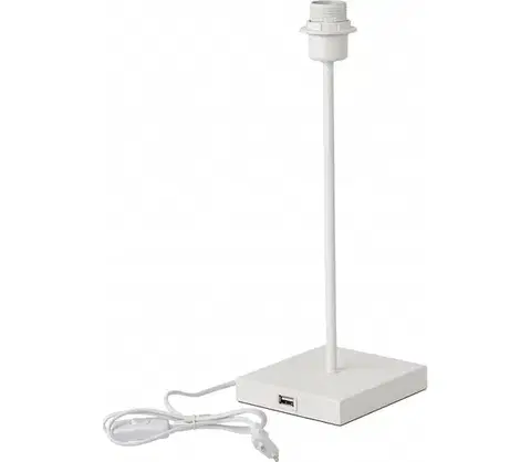 Lampy  Biela stolná lampa s USB portom 1xE27/15W/230V 0717