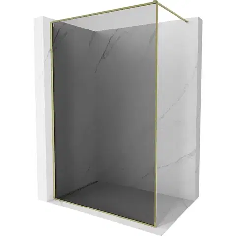 Sprchové dvere MEXEN/S - Kyoto-XF Sprchová zástena WALK-IN s rámom 50 x 202, grafit 10 mm, zlato 800-050-104-50-40-X