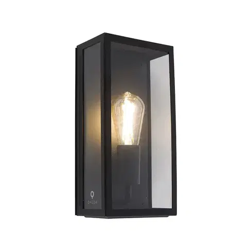 Vonkajšie nástenné svietidlá Priemyselná vonkajšia nástenná lampa čierna IP44 so sklom - Rotterdam