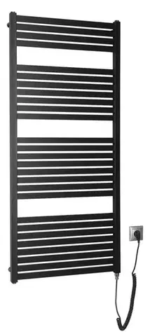 Radiátory do kúpeľne AQUALINE - TONDI-E elektrické vykurovacie teleso, rovné, 600x1330 600 W, čierna mat DE486T