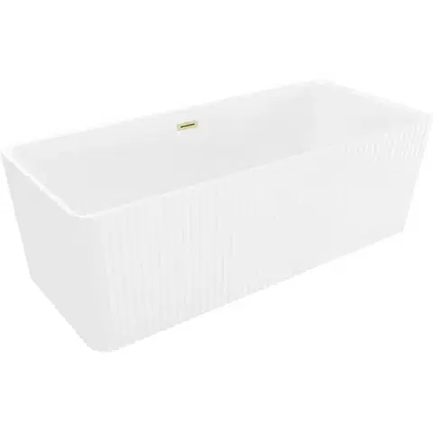 Vane MEXEN/S - Nila voľne stojaca vaňa reliéf 170 x 75, biela, sifón a prepad zlatá kartáčovaná 52841708000-55
