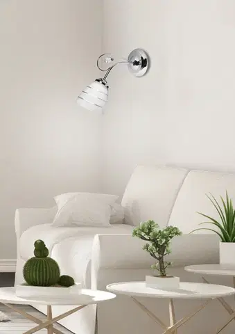 Nástenné svetlá Chrómová nástenná lampa s krištáľovo bielym tienidlom Simpli