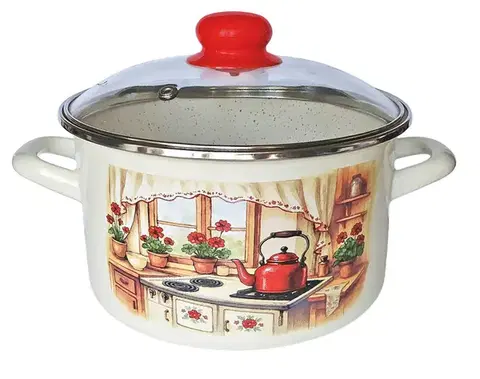 Hrnce MAKRO - Hrniec smalt 20cm 4L so sklenenou pokrievkou Rustika
