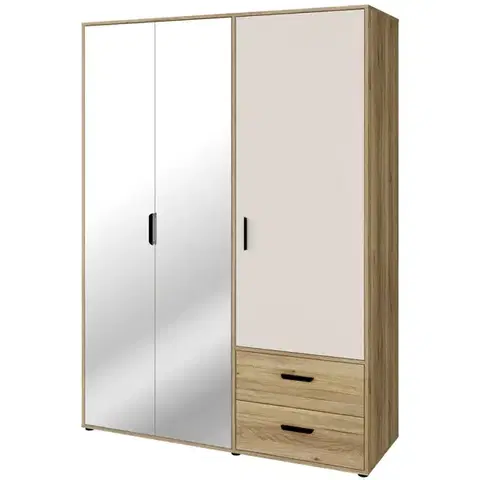 Šatníkové skrine Skriňa Mokkaro  Moks837-M802 1d2lud2sz Piesok/Dub Mauvella