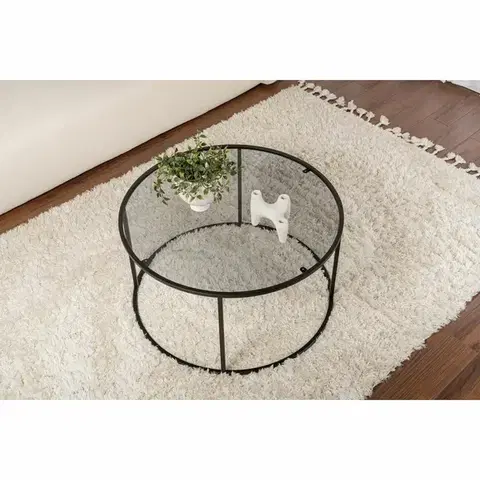 Konferenčné stolíky Konferenčný stolík Black s tmavým sklom, 80 cm