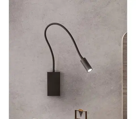 Svietidlá Redo 01-2755 - LED Flexibilná lampička WALLIE LED/3W/230V USB CRI 90 čierna 01-2755