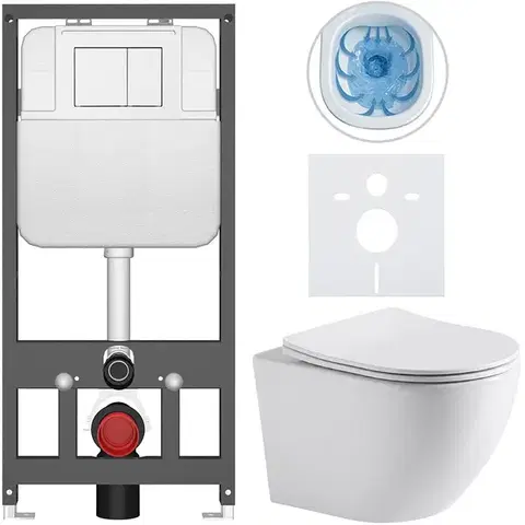 Záchody CERANO - Kompletný WC set Basic/Cesso - biela lesklá - WC tlačidlo Maxio/Biela - závesné - predstenová inštalácia - 49x36 CER-8050BD85943