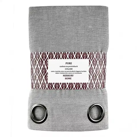 Závesy do spálne Záves Pure na priechodkách 135x180 svetlo šedá Merkury Home