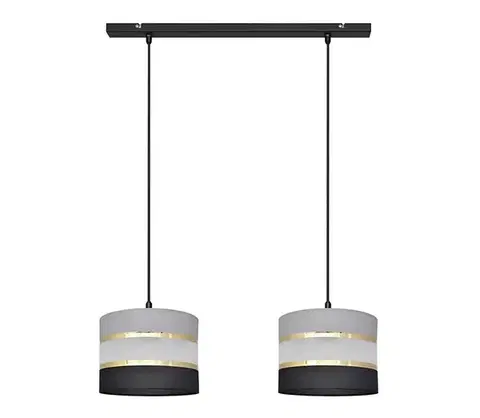Svietidlá  Luster na lanku HELEN 2xE27/15W/230V čierna/šedá/zlatá W-L 0801/2 BK-B +GR+GO+MAT+BK