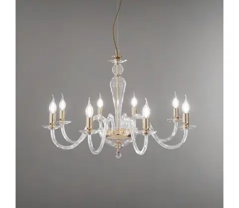Svietidlá Ondaluce - Závesný luster na lankách PAGANINI 6xE14/10W/230V priemer 70 cm zlatá/číra LP.PAGAN/6-ORO