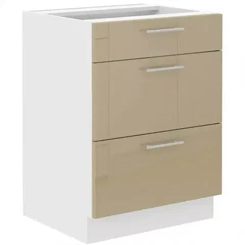 Kuchynské skrinky stojace Kuchynská skrinka Lara 60d 3s Bb Mdf Cappucino lesk