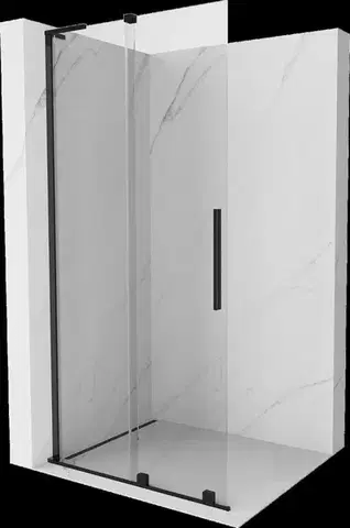 Sprchové dvere MEXEN/S - Velar L Sprchová zástena posuvná Walk-in 120 x 200, transparent 8 mm, čierna 871-120-003-03-70