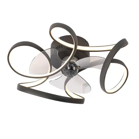 Stropné ventilátory Stropný ventilátor čierny 55 cm vrátane LED stmievateľný s diaľkovým ovládaním - Mandy