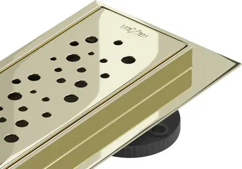 Sprchovacie kúty MEXEN/S - Flat M12 odtokový žľab 90 cm zlatý 1521090-15