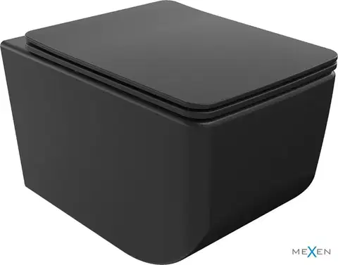 Záchody MEXEN - Vera závesná WC misa Rimless vrátane sedátka s slow-slim, Duroplast, čierna mat 30164070