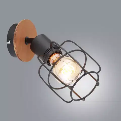 Moderné lampy do obývačky Nástenné svietidlo  54037-1 čierno-hnedé K1