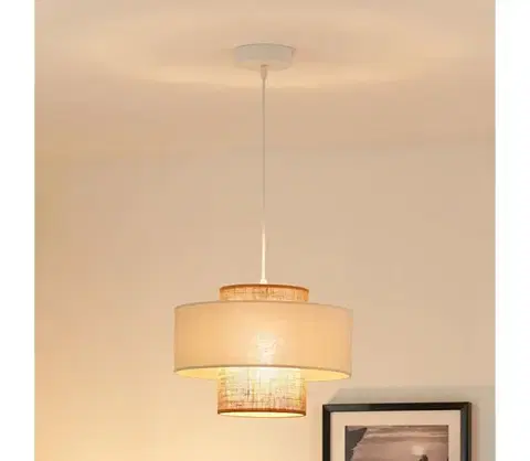 Svietidlá BRILAGI - Luster na lanku DALLAS 1xE27/15W/230V pr. 30 cm hnedá/krémová/biela 608817