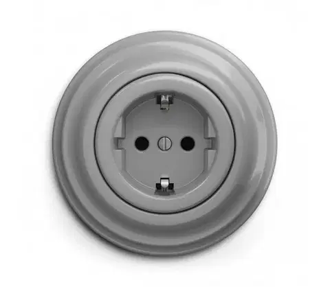 Predlžovacie káble lap - Retro domová zásuvka s rámikom SCHUKO 230V/16A sivá KA0052+KA0111