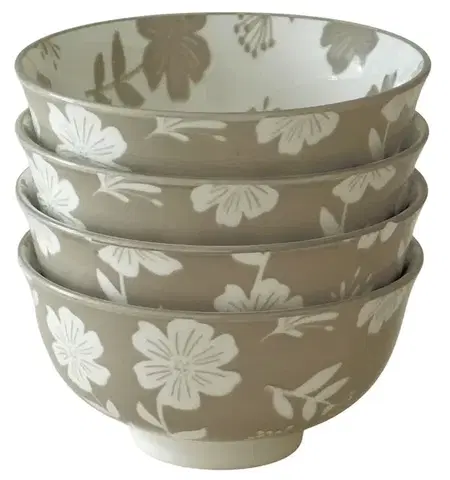 Misky polievka, kompót, šalát MAKRO - Miska kompótová kvety porcelánová, sada 4ks