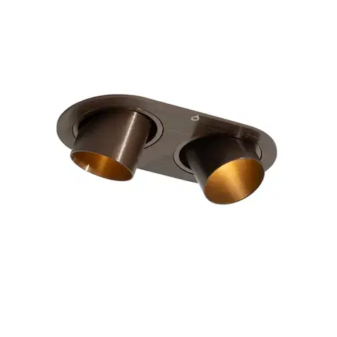 Zapustené svietidlá Zaoblené zapustené bodové svetlo tmavá bronz GU10 35 mm sklopné 2-svetlo - Installa