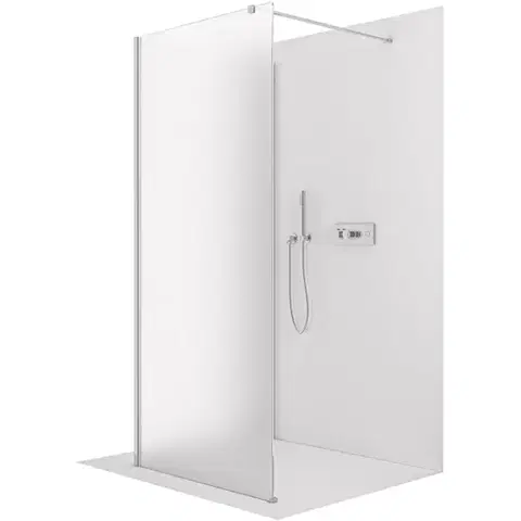 Sprchovacie kúty CERANO - Sprchová zástěna Walk-in Onyx Corner Cube L/P - 8 mm - hranatá vzpěra - chrom, mléčné sklo - 90x70x200  CER-8050BD713463