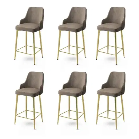 Barové stoličky Bar Stool Set (6 Pieces) Enox - Cappuccino, Gold