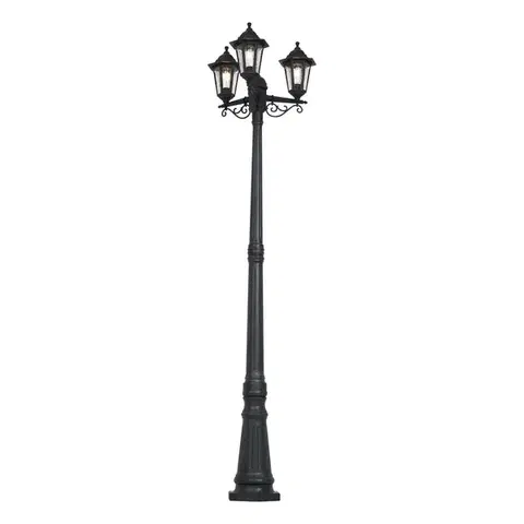Vonkajšie svietidlá Klasické vonkajšie stĺpikové svietidlo čierne 217 cm IP44 - New Haven Hammered