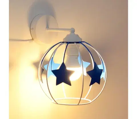 Svietidlá  Detská nástenná lampa STARS 1xE27/15W/230V modrá/biela KK-1385/1 WT+BL