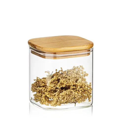 Misky a misy 4Home Sklenená dóza na potraviny s viečkom Bamboo, 550 ml, 550 ml