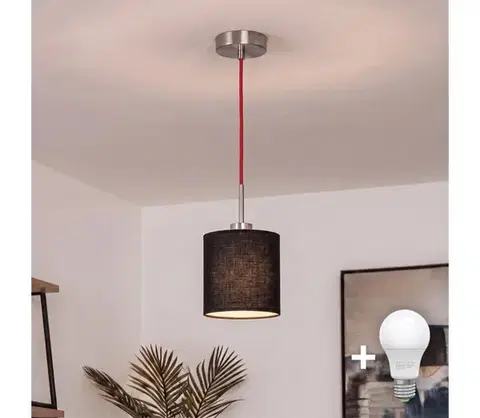 Svietidlá Brilagi - LED luster na lanku NUBILA 1xE27/60W/230V pr. 14 cm červená/čierna EG32516+BG1581