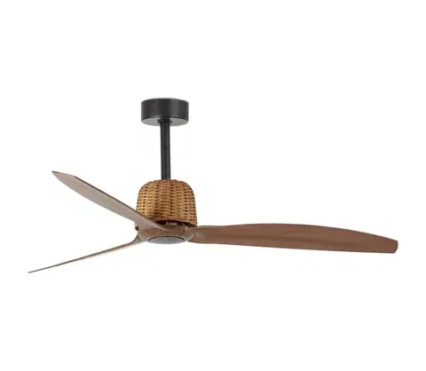 Ventilátory FARO Barcelona FARO 33435WT- Stropný látor WEAVER M pr. 128 cm hnedá/čierna Wi-Fi Tuya + diaľkové ovládanie 33435WT